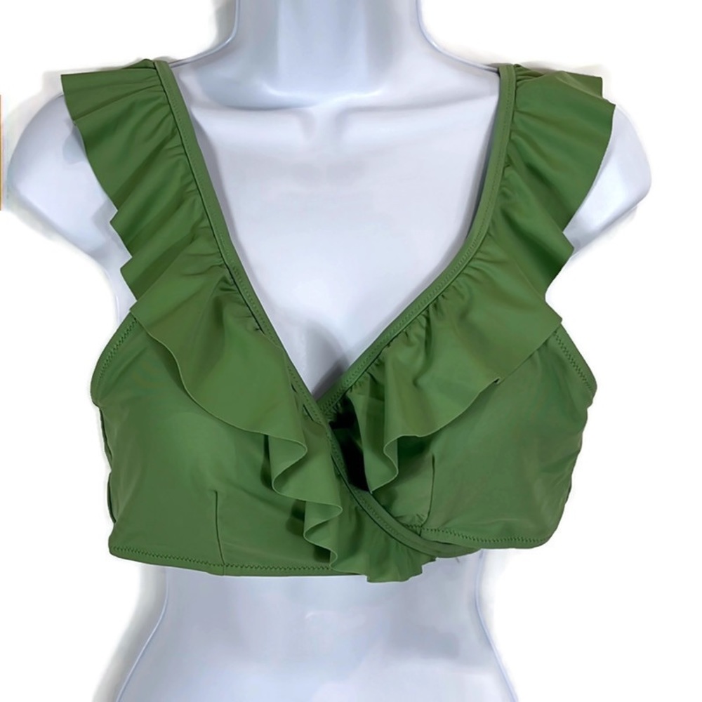 Aerie Bikini Top NWT Green Ruffle Size XL